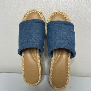 Dolce Vita Denim Slide Sandals Espadrille Raffia Summer Resort Boho